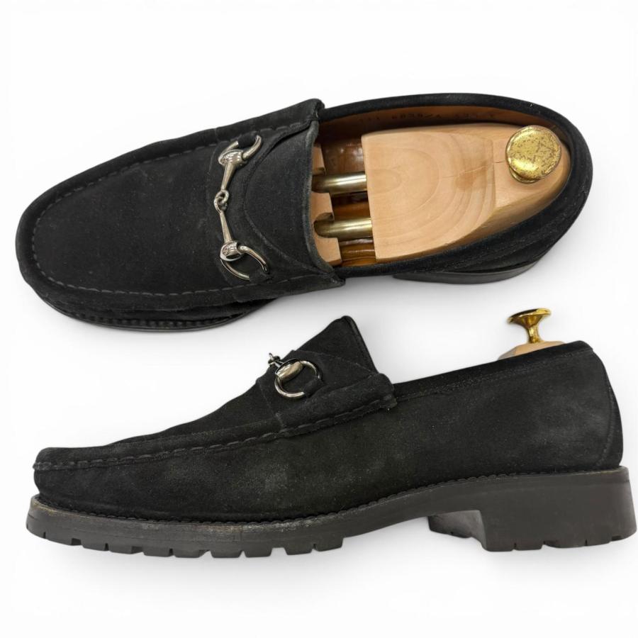 GUCCI（グッチ） 美品□GUCCI スウェードレザー ホースビット シルバー