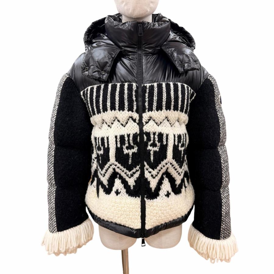 美品★モンクレール★高級アルパカ混 ニット異素材MIXダウンジャケット 黒 MONCLER（モンクレール） 極美品◇MONCLER 21-22AW HYOSERIS アルパカ