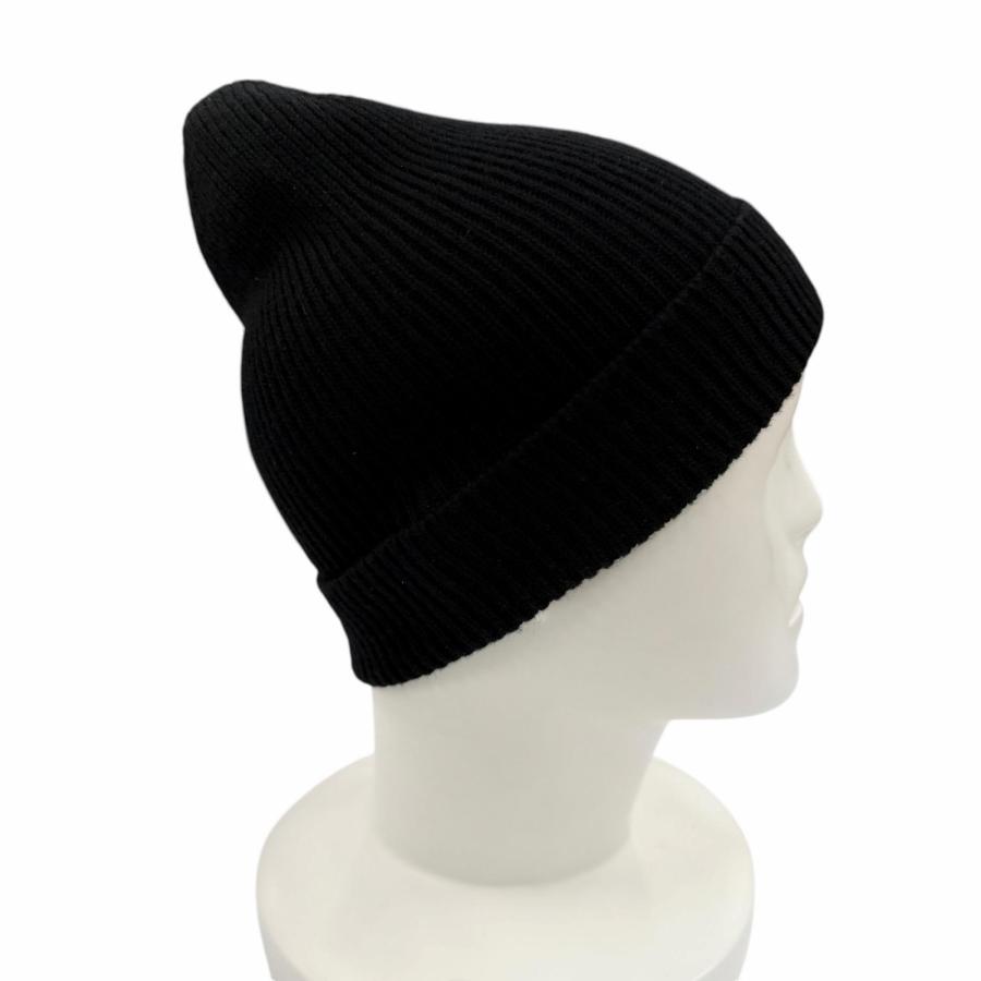 美品　ワッペンロゴ　MONCLER モンクレール ニット キャップ ブラック MONCLER（モンクレール） 美品◇MONCLER 2022年製 ウール100％ ロゴ