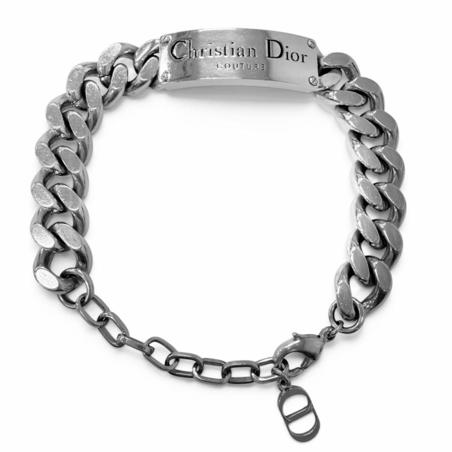 クリスチャンディオール ロゴプレート シルバーチェーン ブレスレット 美品□Christian Dior クリスチャンディオール クチュール ロゴ