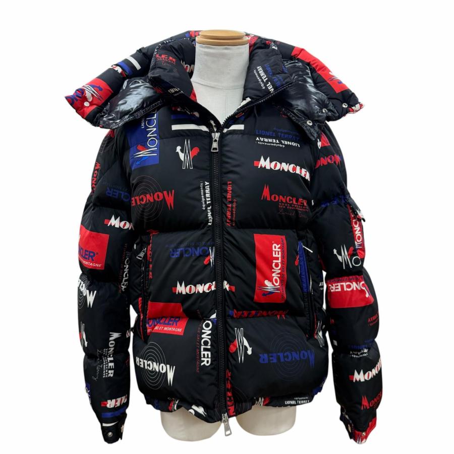 美品▼MONCLER モンクレール WILSON ウィルソン フーデッド WZIPUP ダウンジャケット ブラック マルチ 3 ブルガリア製 正規品 メンズ MONCLER（モンクレール） 美品▽MONCLER WILSON ウィルソン フーデッド