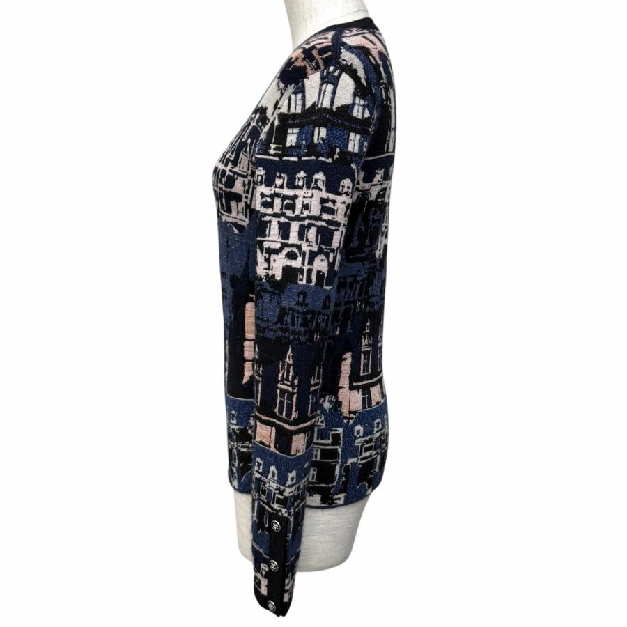 極美品★CHANEL シャネル 21A P71031 カシミヤ シルク混 総柄 ラメ サイドZIP 長袖 ニット マルチ 36 イタリア製 正規品 レディースの画像