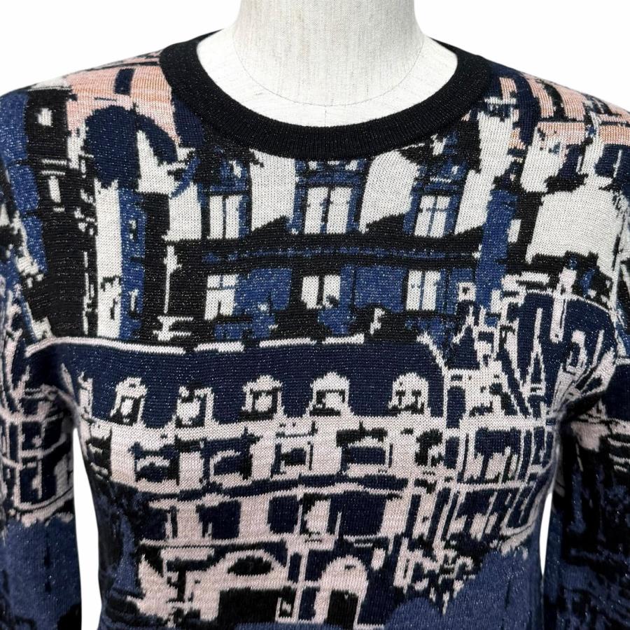 極美品★CHANEL シャネル 21A P71031 カシミヤ シルク混 総柄 ラメ サイドZIP 長袖 ニット マルチ 36 イタリア製 正規品 レディースの画像