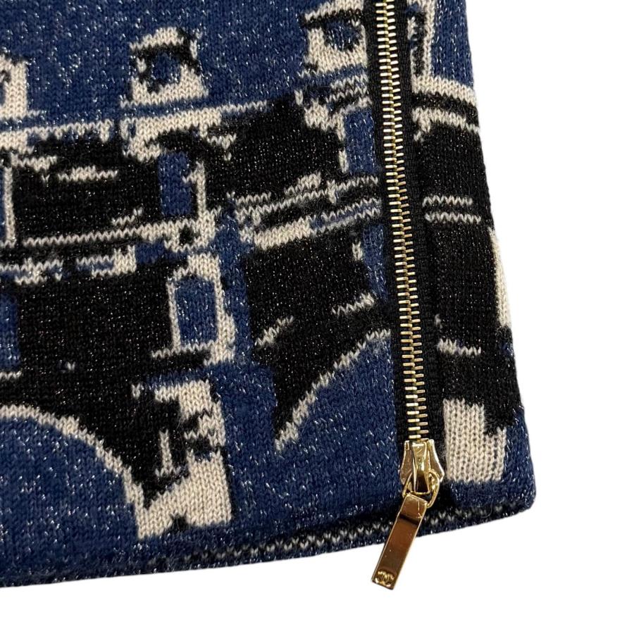 極美品★CHANEL シャネル 21A P71031 カシミヤ シルク混 総柄 ラメ サイドZIP 長袖 ニット マルチ 36 イタリア製 正規品 レディースの画像