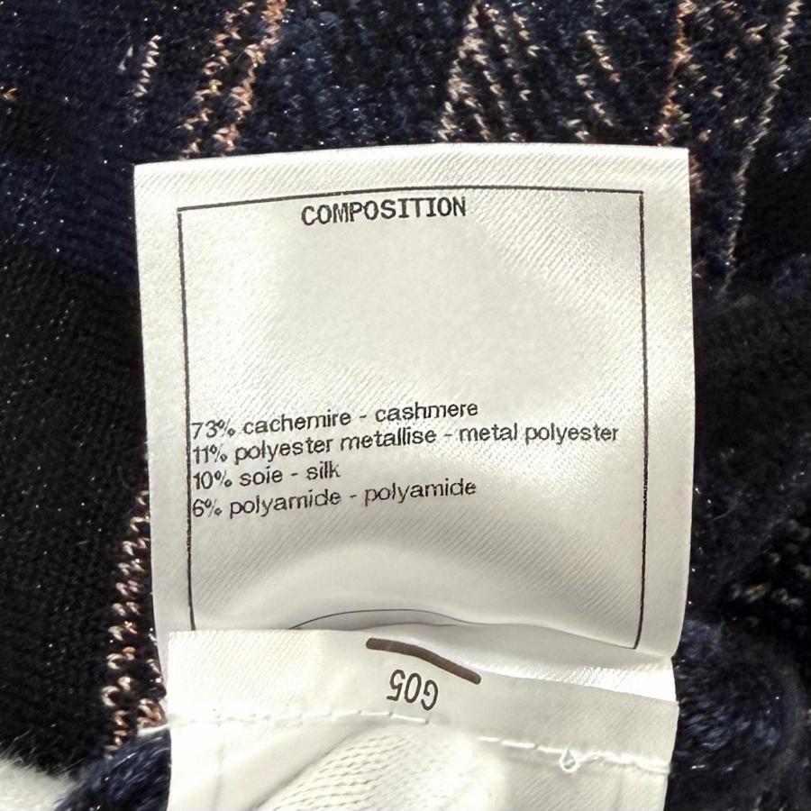 極美品★CHANEL シャネル 21A P71031 カシミヤ シルク混 総柄 ラメ サイドZIP 長袖 ニット マルチ 36 イタリア製 正規品 レディースの画像