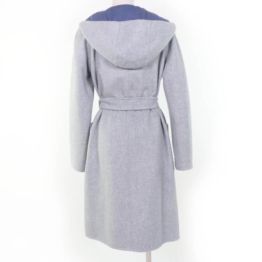 極美品☆Max Mara マックスマーラ 10110151 CUCITO A MANO アンゴラ混 白タグ リバーシブル ベルト付 コート グレー ブルー 40 正規品の画像