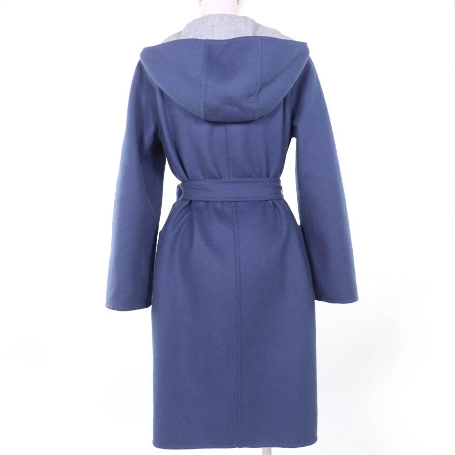 極美品☆Max Mara マックスマーラ 10110151 CUCITO A MANO アンゴラ混 白タグ リバーシブル ベルト付 コート グレー ブルー 40 正規品の画像