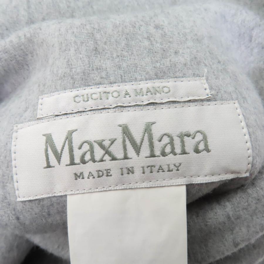 極美品☆Max Mara マックスマーラ 10110151 CUCITO A MANO アンゴラ混 白タグ リバーシブル ベルト付 コート グレー ブルー 40 正規品の画像