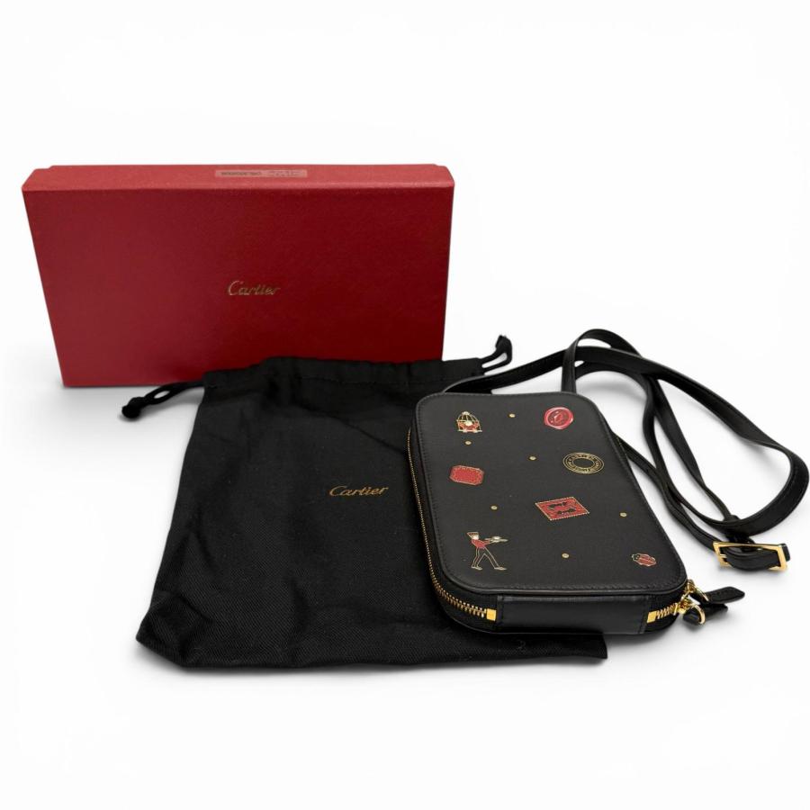 美品★Cartier カルティエ CRL3002008 レザー ディアボロ ドゥ カルティエ フォンポーチ ポシェット ブラック 箱・保存袋付き_1