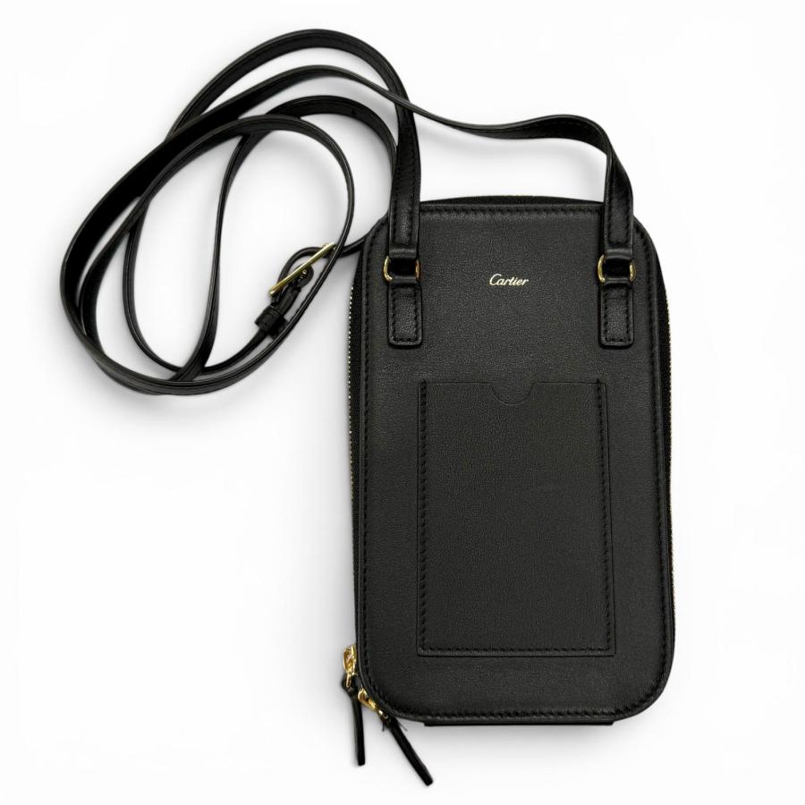 美品★Cartier カルティエ CRL3002008 レザー ディアボロ ドゥ カルティエ フォンポーチ ポシェット ブラック 箱・保存袋付き_2
