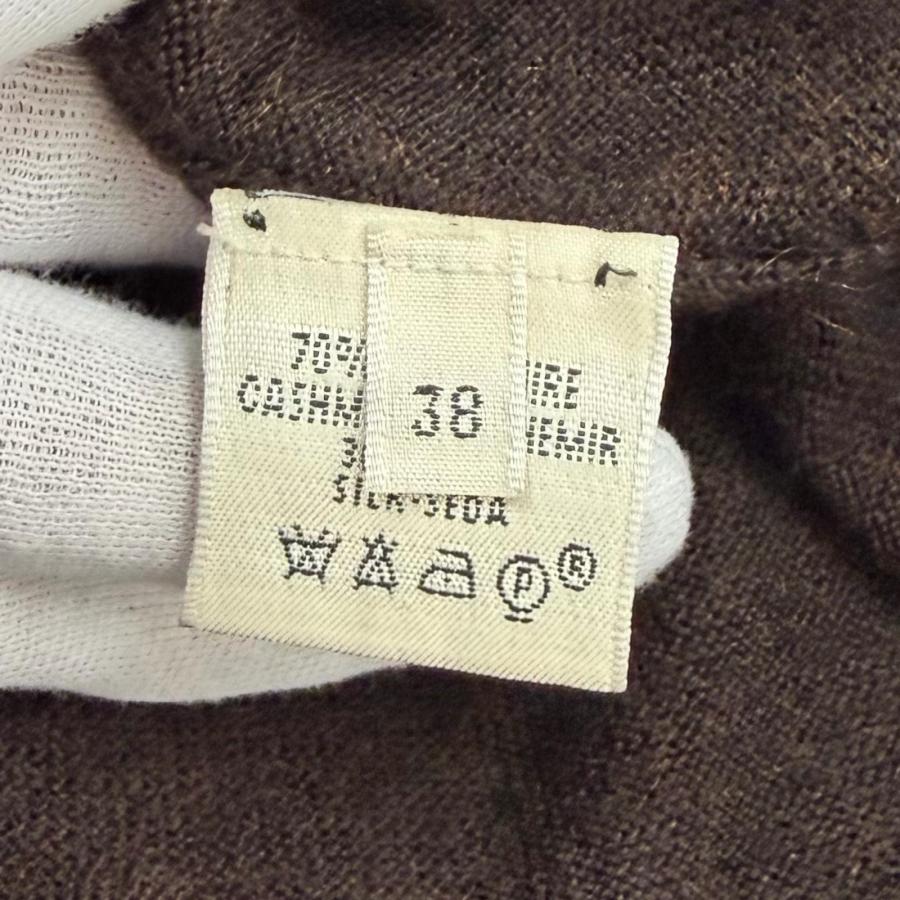 美品★HERMES エルメス カシミヤ シルク混 シェーヌダンクルチェーン付 Aライン ニット ロングワンピース ドレス ブラウン 38 イタリア製の画像