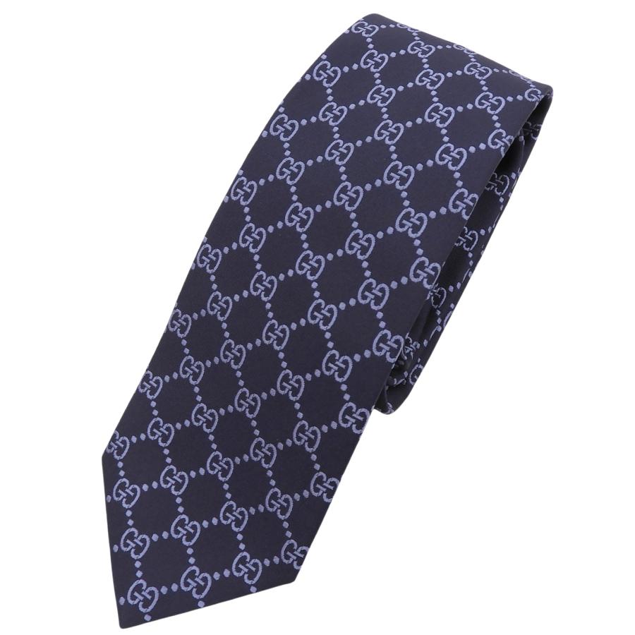 【美品】GUCCI グッチ ネクタイ GG柄 ネイビー GUCCI（グッチ） 極美品△GUCCI シルク100％ GGパターン ジャカード