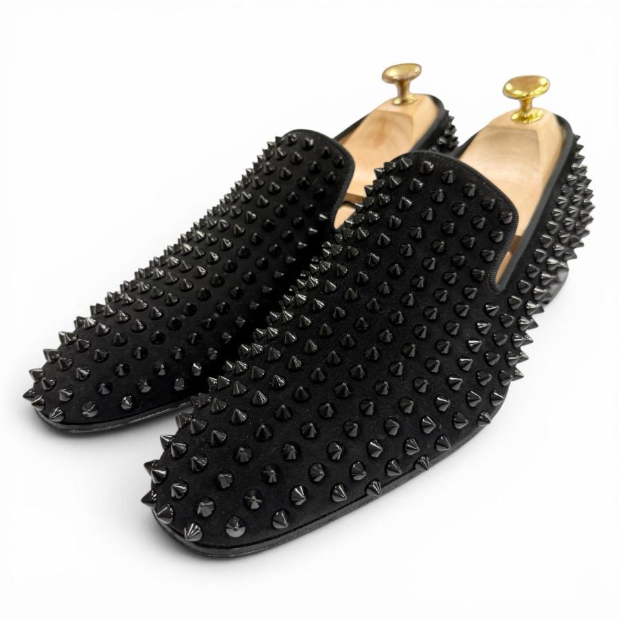 美品▼Christian Louboutin クリスチャンルブタン DANDELION SPIKES スウェードレザー ローファー ブラック 41.5 イタリア製 メンズ Christian Louboutin（クリスチャンルブタン） 美品▽Christian