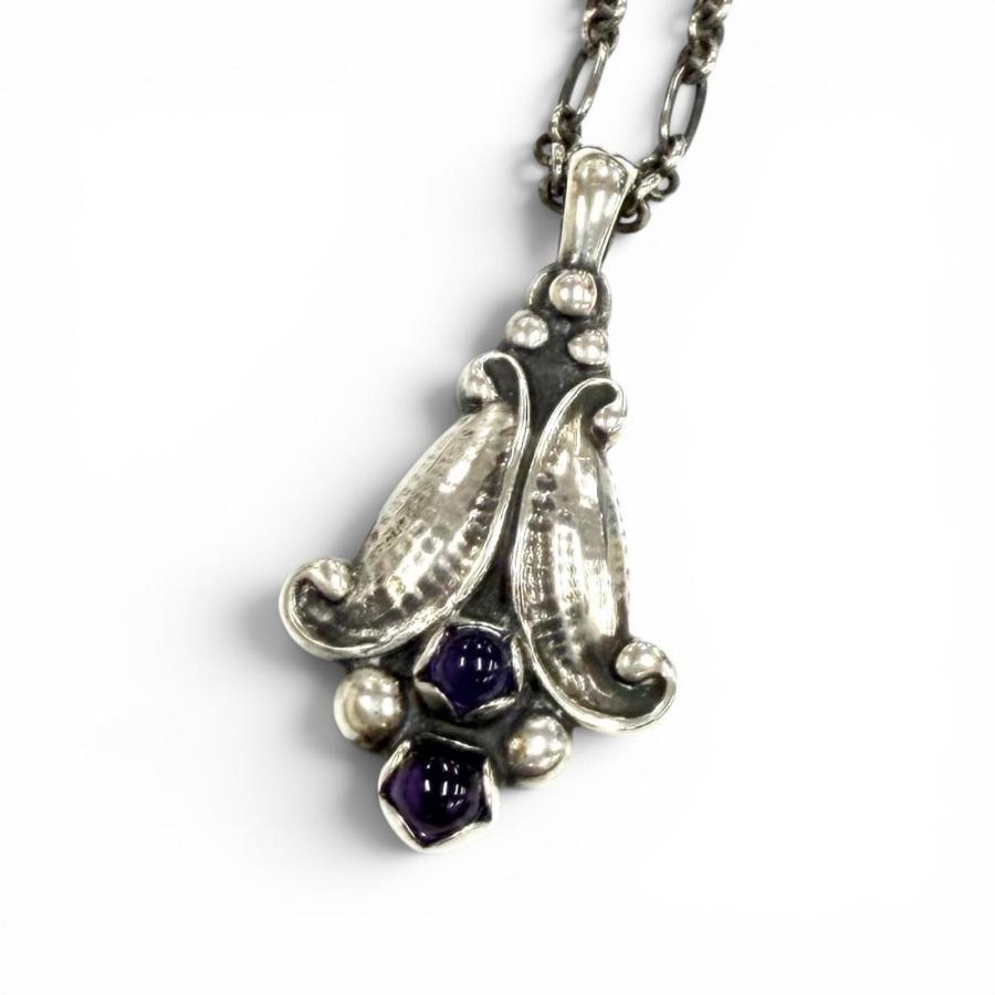 ☆極美品☆  アメジストイヤーネックレス1993ヘリテージ 極美品☆Georg Jensen ジョージジェンセン ヘリテージ 1993 イヤー