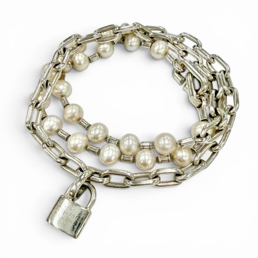 ティファニー ハードウェア パール ロック ブレスレット ネックレス TIFFANY&Co.（ティファニー） 美品◇TIFFANY&Co. ハードウェア パール