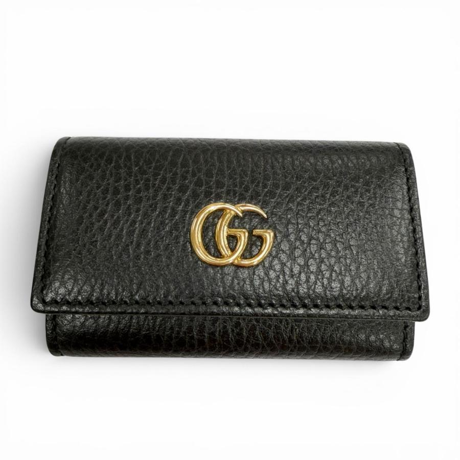 美品✨GUCCI グッチ マーモント キーケース　456118 レザー　黒 GUCCI（グッチ） 極美品▽GUCCI 456118 レザー ダブルG 6連 キーケース