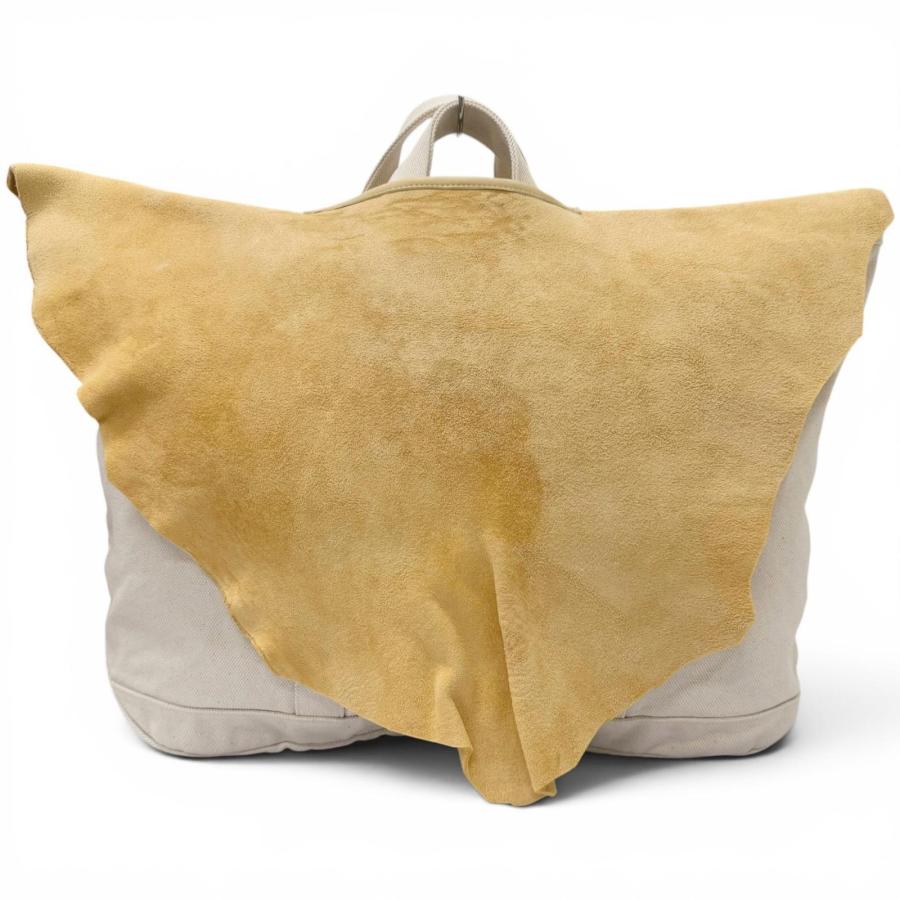 未使用品□VISVIM ビズビム UT.RIME TOTE(L) コットン ディアスキン スエードレザー キャンバス 大型 トートバッグ アイボリー メンズ 未使用品□VISVIM ビズビム UT.RIME TOTE(L) コットン ディアスキン