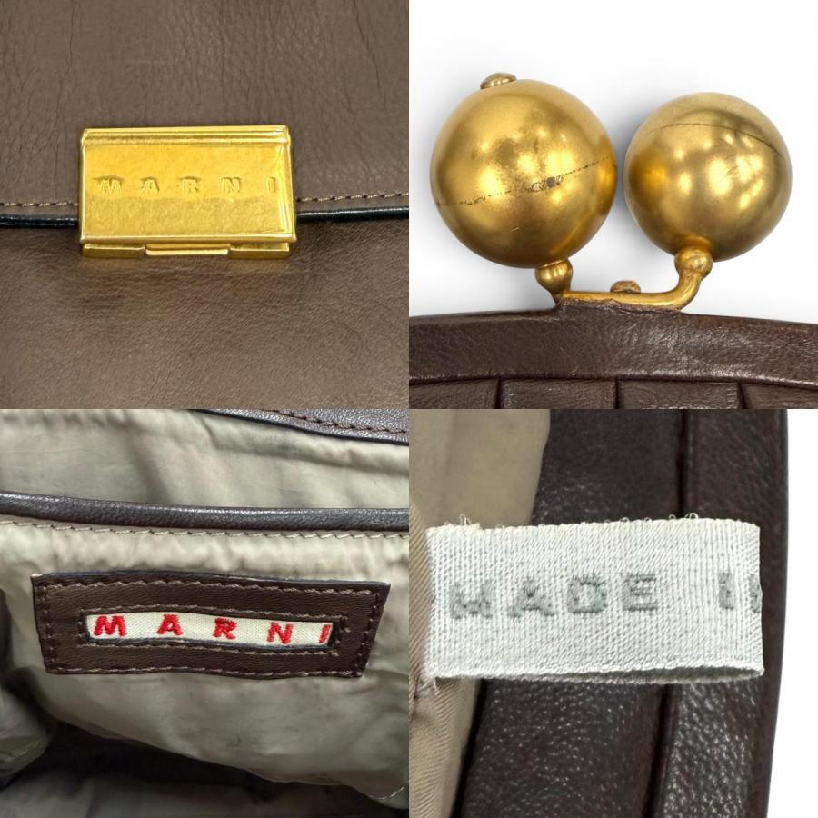 MARNI（マルニ） 美品☆MARNI ロゴ金具付き がま口 レザー ショルダー 