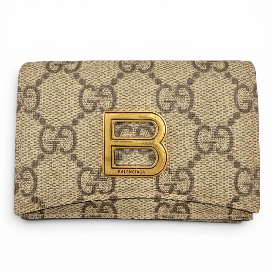 【極美品】グッチ バレンシアガ 三つ折り GGスプリーム 681700 コラボ 美品◇GUCCI×BALENCIAGA 681700 GGスプリームキャンバス ザ ハッカー