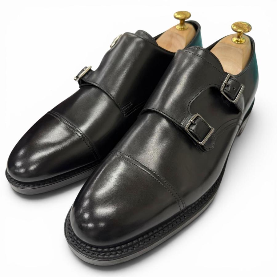 未使用品□John Lobb ジョンロブ WILLIAM レザー ダブルモンクストラップ ドレスシューズ ブラック 9E イングランド製 訳有 左右木型違い JOHN LOBB（ジョンロブ） 未使用品□John Lobb WILLIAM レザー ダブル
