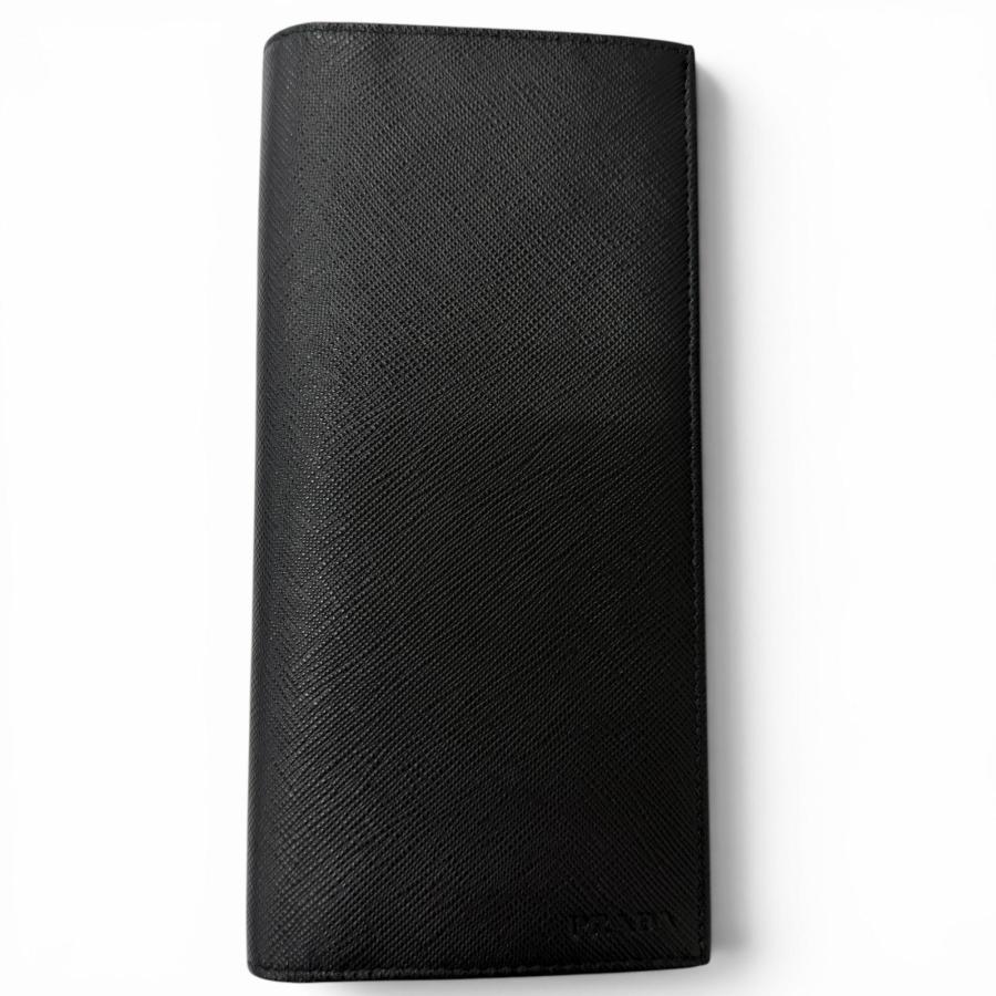【美品 付属品完備】プラダ 長財布 ロゴ サフィアーノ レザー 黒 2mv836 PRADA（プラダ） 美品□PRADA 2MV836 ロゴ型押し サフィアーノレザー
