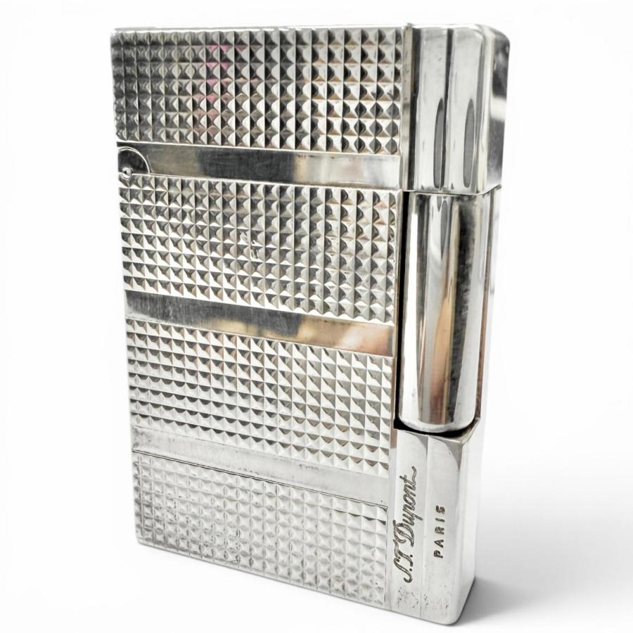 美品□Dupont デュポン ギャッツビー ヘリンボーン柄 スクエア型 ローラー式 ガスライター 喫煙具 シルバー フランス製 メンズ 着火確認済 美品□Dupont デュポン ギャッツビー ヘリンボーン柄 スクエア型