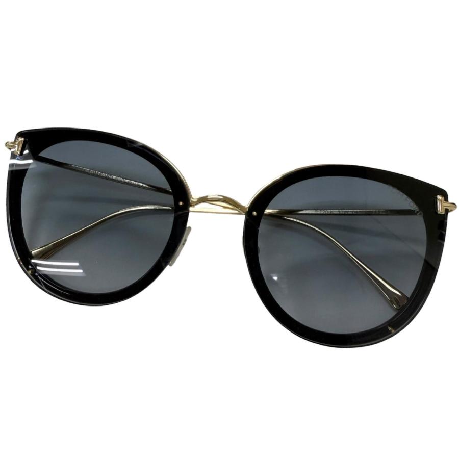 美品□TOM FORD トムフォード TF720-K キャッツアイ サングラス ブラック ゴールド ブルーレンズ 64□16-145 デモレンズ イタリア製 美品□TOM FORD トムフォード TF720-K キャッツアイ サングラス