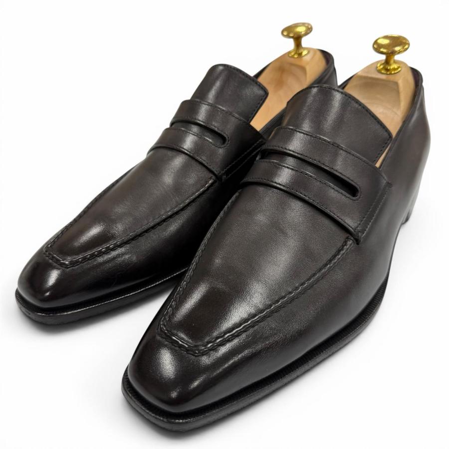 美品▼BERLUTI ベルルッティ アンディ デムジュール Uチップ レザーシューズ ローファー ブラック 6 イタリア製 メンズ ビジネス◎ 美品▽BERLUTI ベルルッティ アンディ デムジュール Uチップ レザー