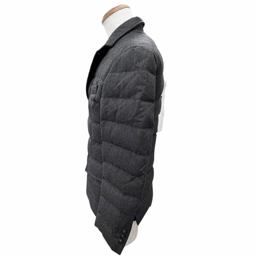 極美品△MONCLER モンクレール RODIN ウール100％ ロゴボタン ジップアップ テーラード型 ダウンジャケット チャコールグレー 0 正規品 MONCLER（モンクレール） 極美品△MONCLER RODIN ウール100％ ロゴ