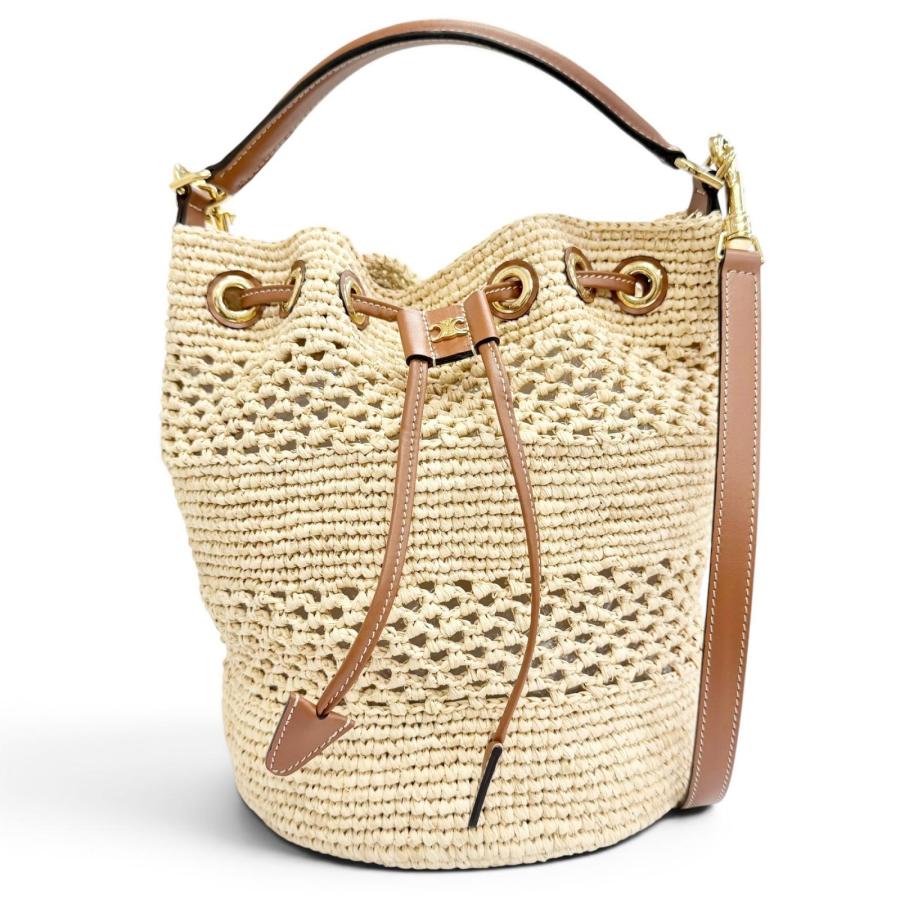 CELINEセリーヌ ラフィア　かごバッグ CELINE（セリーヌ） 極美品△CELINE ティーン トリオンフ ラフィア