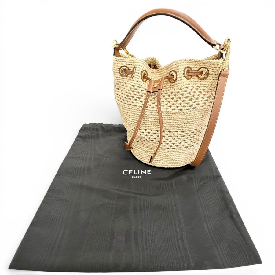 CELINE（セリーヌ） 極美品△CELINE ティーン トリオンフ ラフィア
