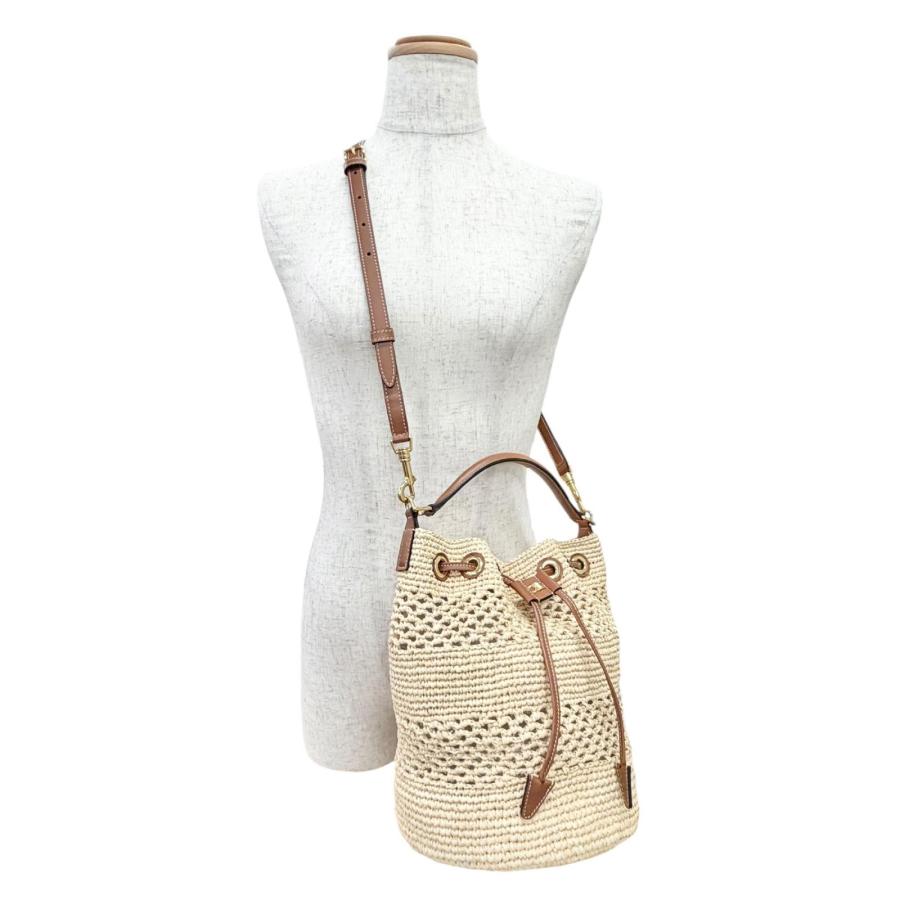 CELINE（セリーヌ） 極美品△CELINE ティーン トリオンフ ラフィア