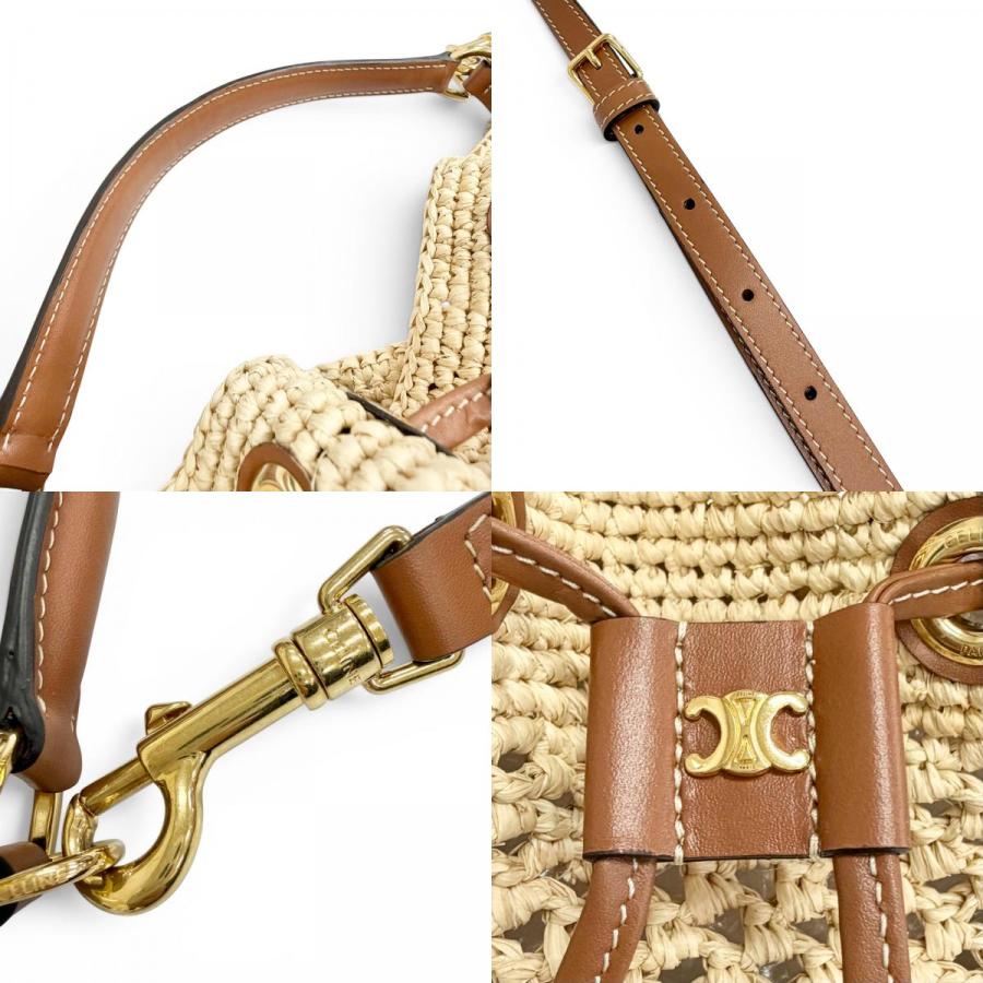 CELINE（セリーヌ） 極美品△CELINE ティーン トリオンフ ラフィア