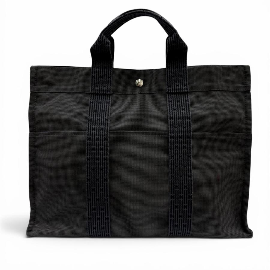 Ｈ*様 HERMES エルメス エールライン トートMM キャンバス トートバッ HERMES（エルメス） 極美品◇HERMES エールライン MM シルバー金具 H