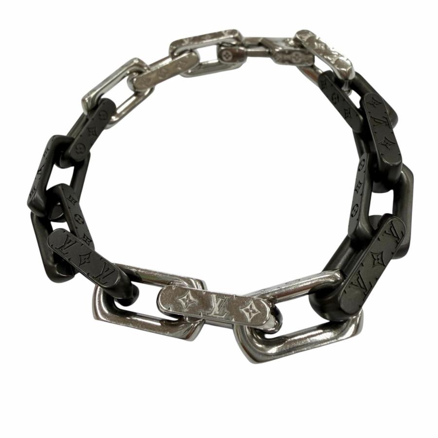美品◇LOUIS VUITTON ルイヴィトン M00687 ブレスレット モノグラムチェーン 手首周り19cm アクセサリー シルバー ブラック イタリア製 LOUIS VUITTON（ルイ・ヴィトン） 極美品▽LOUIS VUITTON M00687