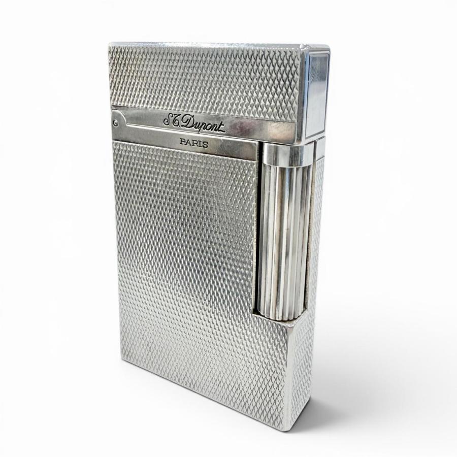 極美品◇Dupont デュポン ヴァーティカルライン ライン2 総柄 ローラー式 ガスライター 喫煙具 シルバー フランス製 メンズ 着火確認済み 極美品◇Dupont デュポン ヴァーティカルライン ライン2 総柄 ローラー