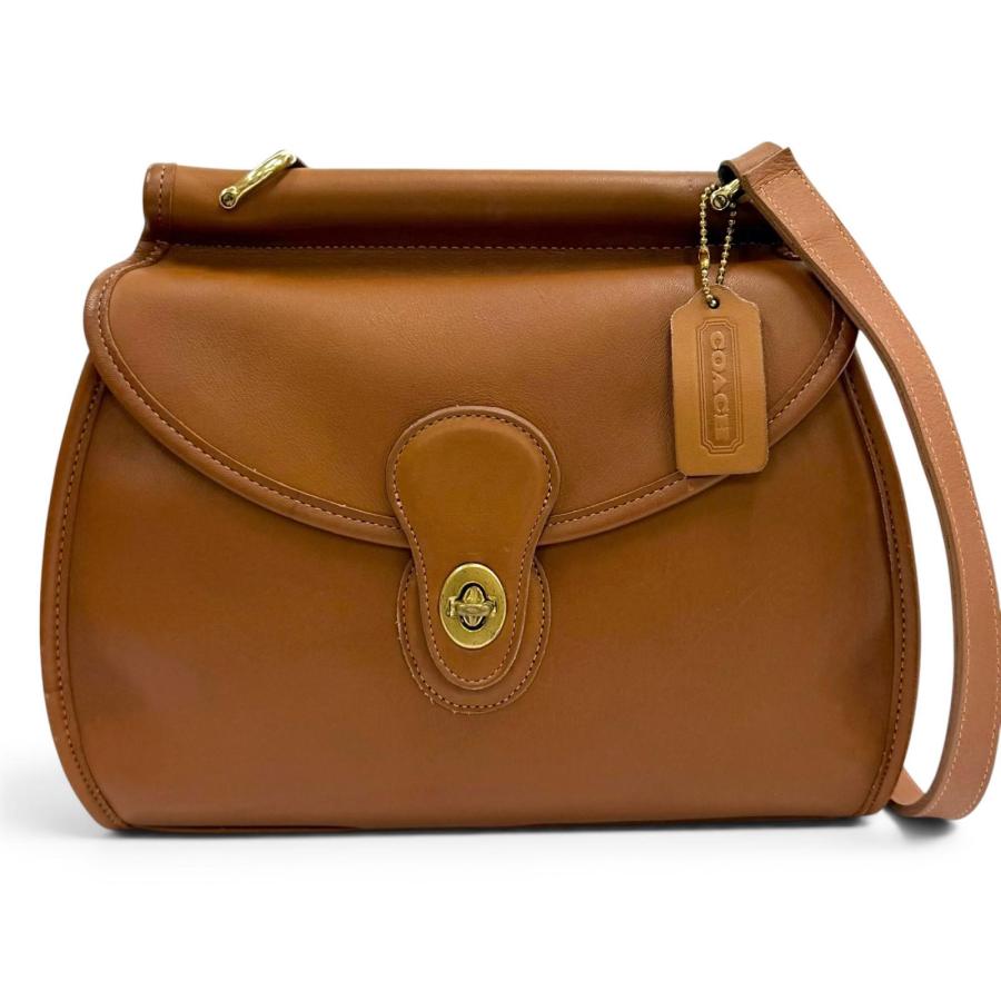 【希少カラー】old coach ハンドバッグ ブラウン ターンロック 保存袋付 COACH（コーチ） 極美品☆COACH ヴィンテージ オールドコーチ 340