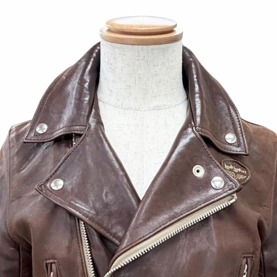 良品△Lewis Leathers ルイスレザー 391 ライトニング タイトフィット シープスキン ダブルライダースジャケット ブラウン 36 メンズ Lewis Leathers（ルイスレザー） 良品△Lewis Leathers 391