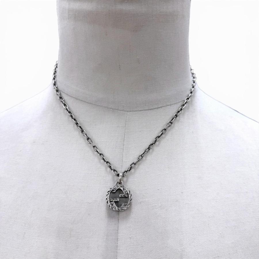 【正規品】グッチ　アラベスクネックレス　チェーン 45cm　燻し Ag925 GUCCI（グッチ） 美品▽GUCCI 455307 インターロッキングG アラベスク