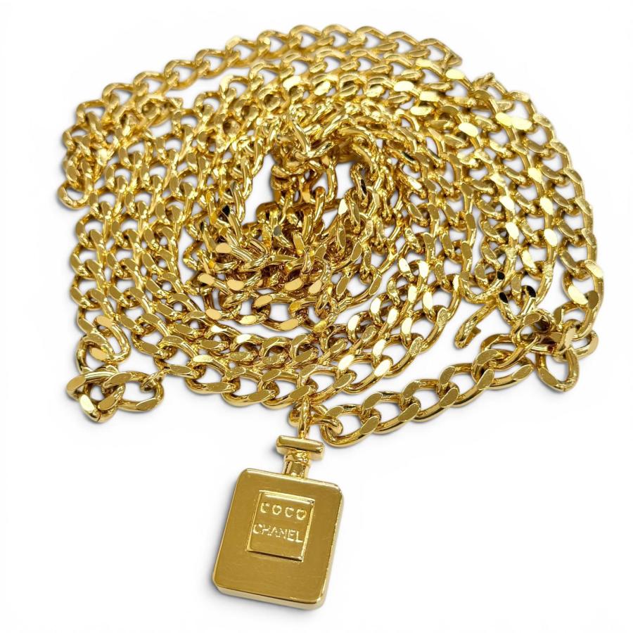 CHANEL シャネル　ゴールドチェーンベルト チャーム付き CHANEL（シャネル） 良品△CHANEL ロゴパフュームボトルチャーム