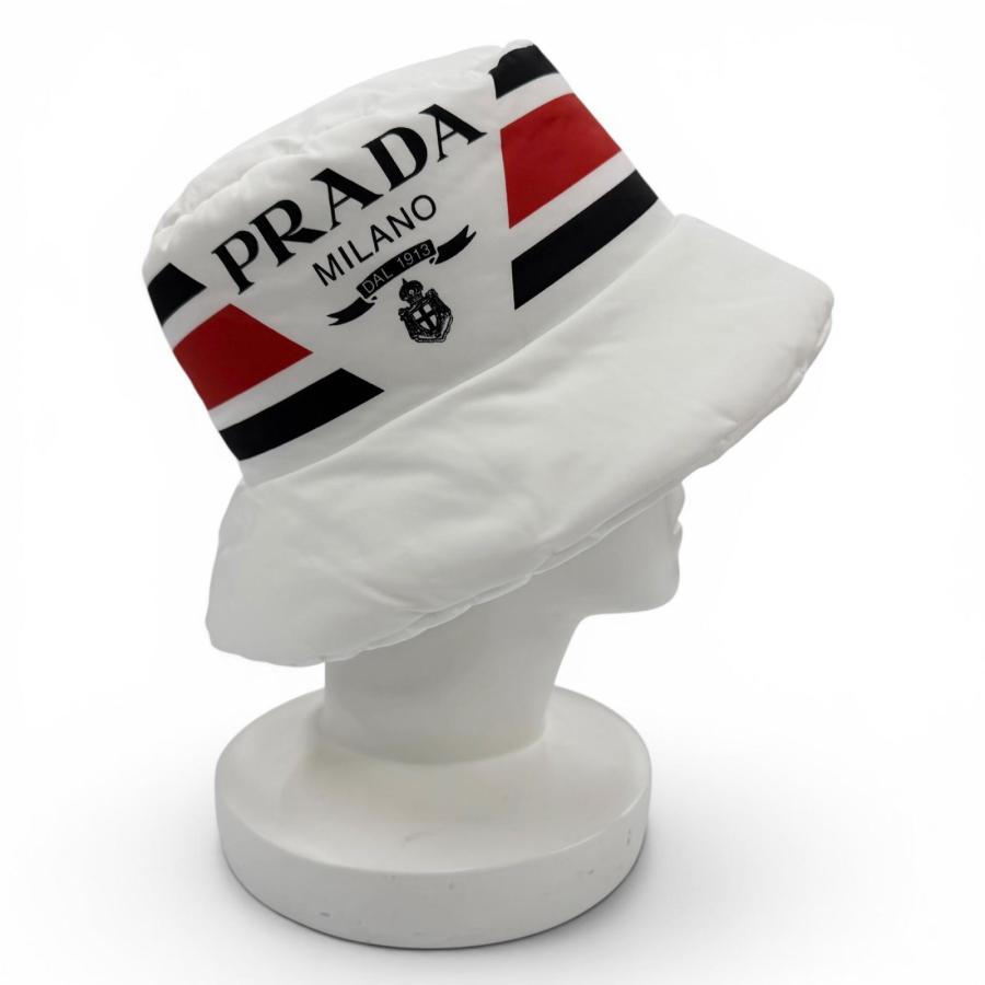 極美品 PRADA ナイロン 総柄 ハット 帽子 M カモフラージュハット PRADA（プラダ） 極美品☆PRADA 1HC248 NYLON PADDED HAT ロゴデザイン
