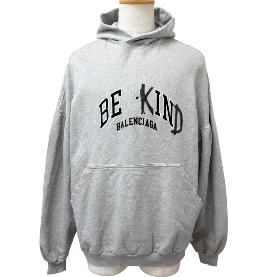 極美品□BALENCIAGA バレンシアガ 23AW 761458 ROUNT HOODIE ダメージ加工 スウェットパーカー フーディー グレー 1 正規品 メンズ BALENCIAGA（バレンシアガ） 極美品□BALENCIAGA 23AW 761458 ROUNT