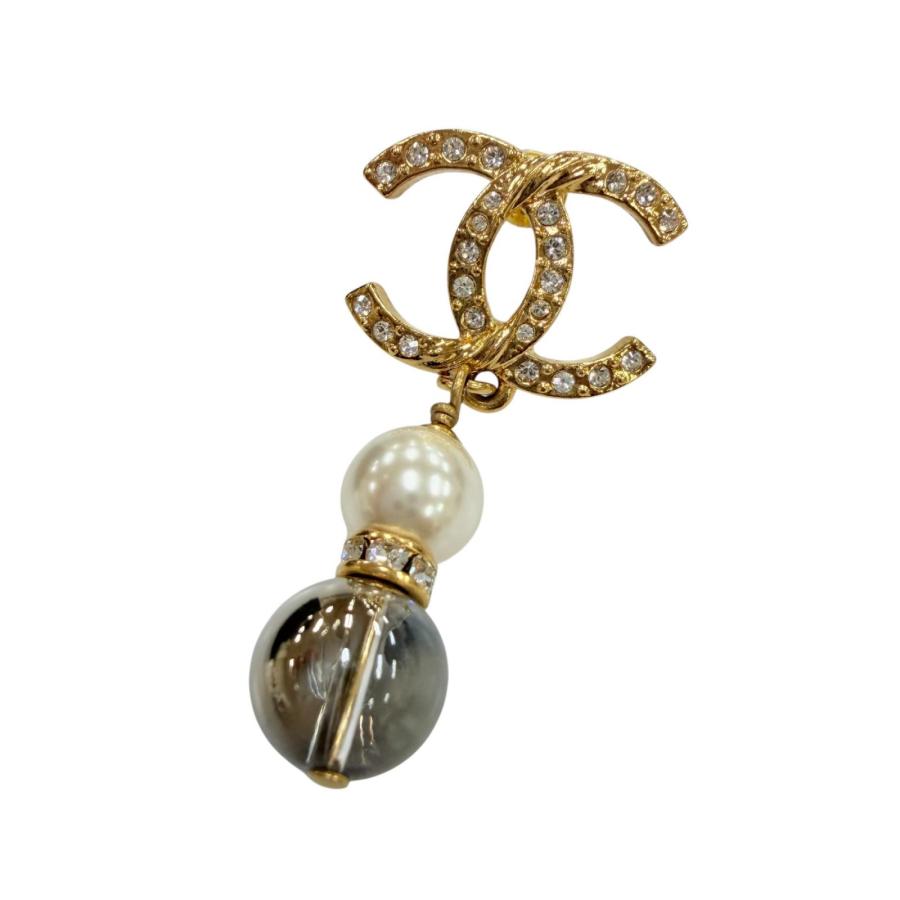 【極美品】シャネル ピアス 23A ラインストーン ターンロック ココマーク CHANEL（シャネル） 極美品☆CHANEL A23C ココマーク ラインストーン