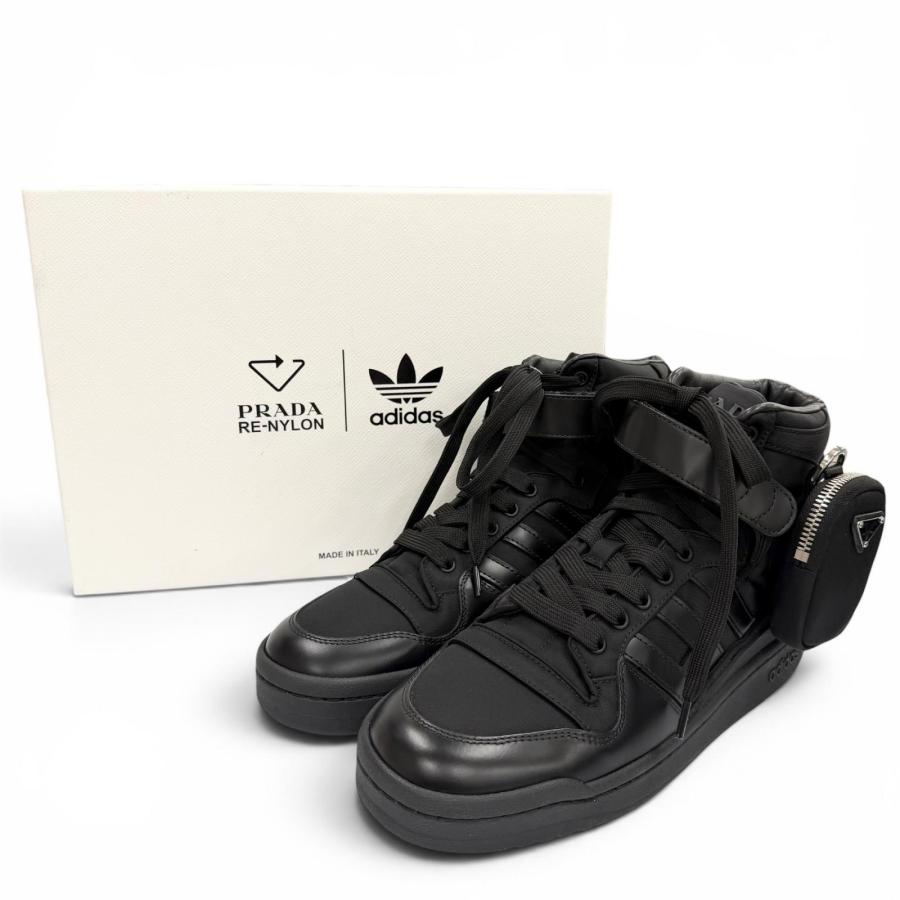未使用品▼PRADA  プラダ アディダス GY7040 フォーラム ハイ Re-Nylon トライアングルロゴ ポーチ付き ハイカットスニーカー 26 未使用品▽PRADA adidas プラダ アディダス GY7040 フォーラム ハイ Re
