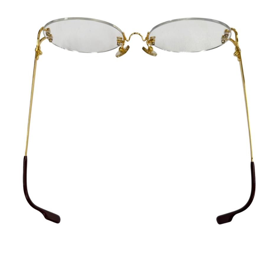 良品▼Cartier カルティエ 2C デコール リムレス ツーポイント メガネ 眼鏡 アイウェア ゴールド ボルドー □16 135 度入り 仏製 メンズ Cartier（カルティエ） 良品▽Cartier 2C デコール リムレス ツー