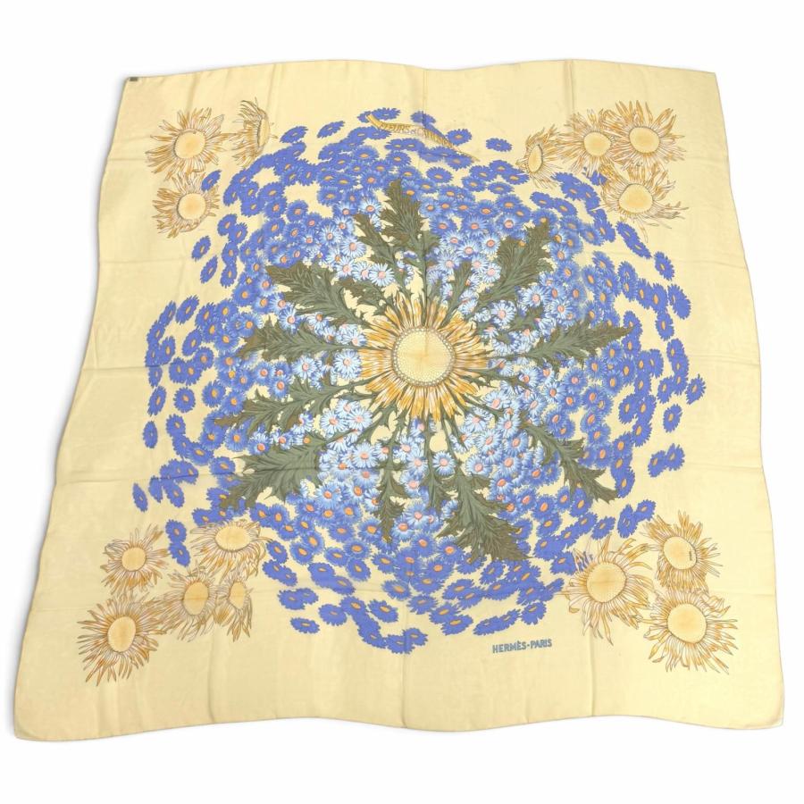 美品★箱付 HERMES カレ140 エルメス シルク モスリン スカーフ HERMES（エルメス） 美品☆HERMES カレ140 FLEURS et CARLINES