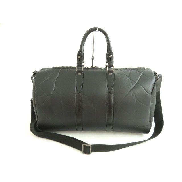 極美品○イタリア製 ハンティングワールド バチュークロス×レザー ロゴ  