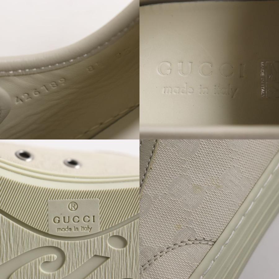 【最終値下】グッチ　GUCCIベージュ スニーカーキャンバス　426189　男女 美品□伊製 GUCCI グッチ 426189 GGキャンバス レザーコンビ