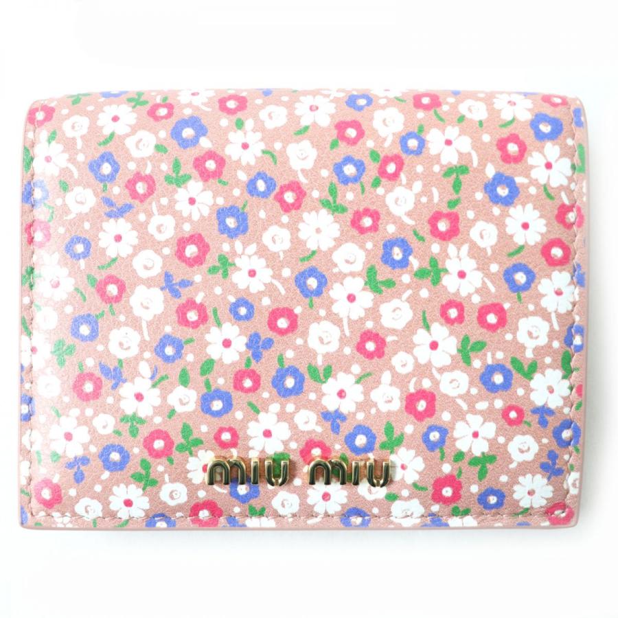 未使用品△伊製 MIUMIU ミュウミュウ フラワープリント ロゴ金具付