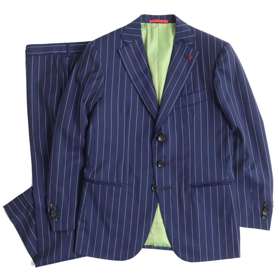 極美品△正規品 ISAIA イザイア ストライプ柄 シングルテーラード